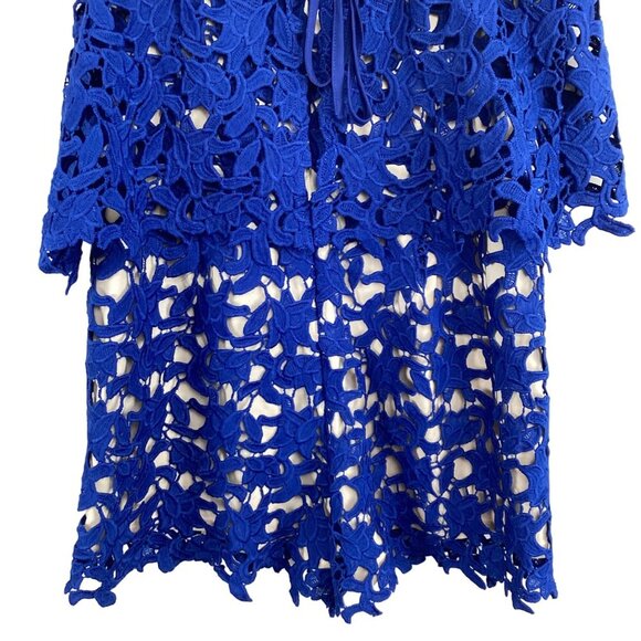 JOA Revolve Blue Lace Halter Romper Size Small J.O.A Shorts - Picture 9 of 10